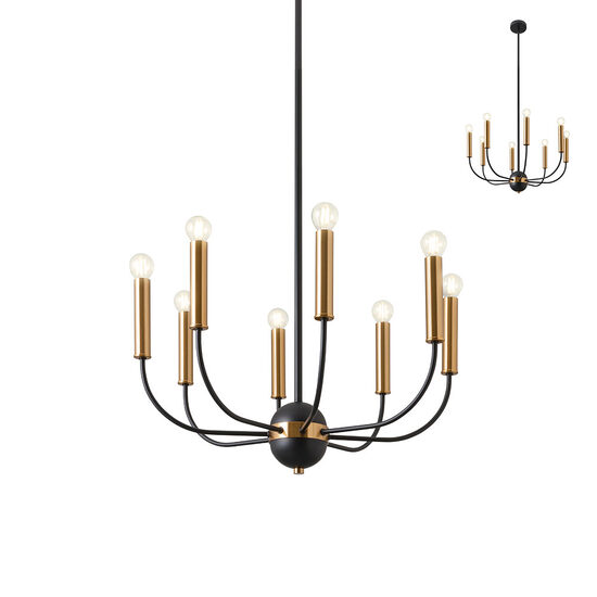 Candelabru modern, negru-auriu, 8xE14/28W, Konig IKN C8 06 12, Incanti