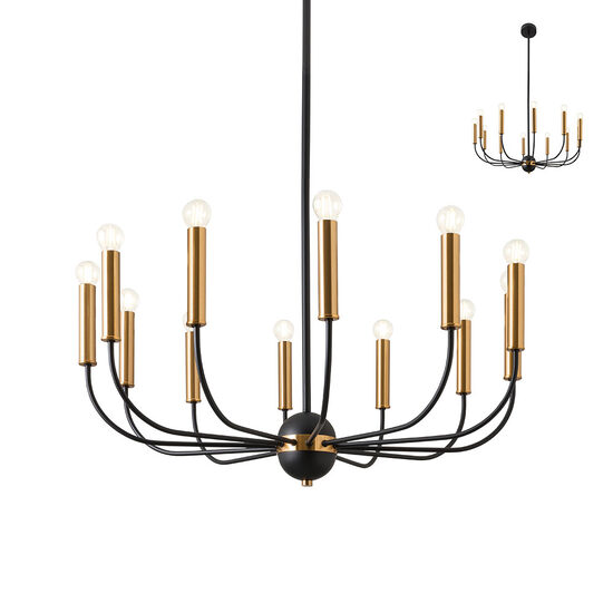 Candelabru modern, negru-auriu, 12xE14/28W, Konig IKN C12 06 12, Incanti