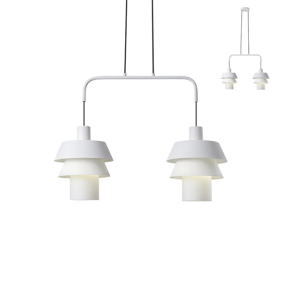 Lustra moderna alba abajururi sticla 2xE27/42W, Taipi 01-1351 Redo