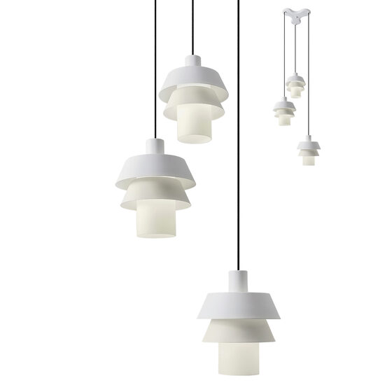 Lustra moderna alba abajururi sticla 3xE27/42W, Taipi 01-1352 Redo