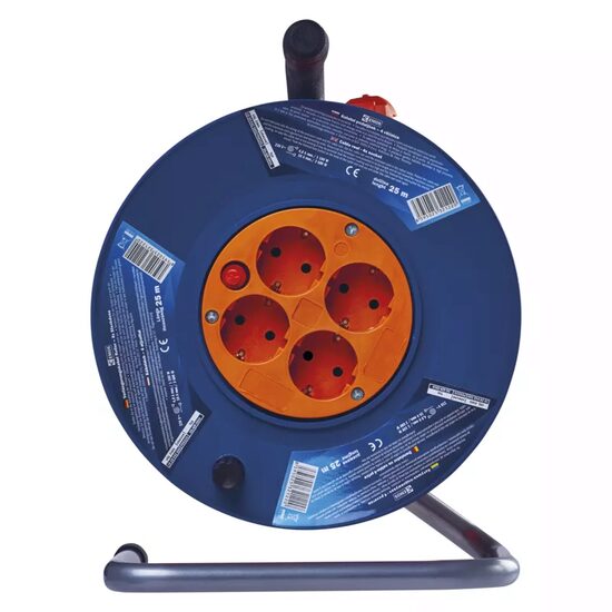 Prelungitor derulator portocaliu cu 4 prize, 25ml, tip Schuko (CP), Emos P09225