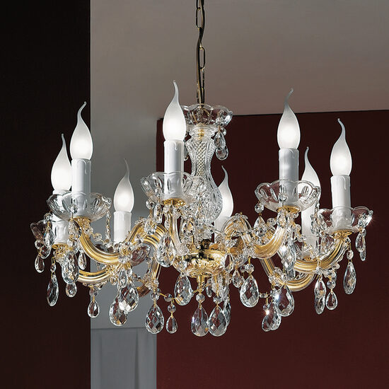 Candelabru clasic auriu semicristale 8xE14/40W, Marie Claire LU 2243/8 Gold Orion
