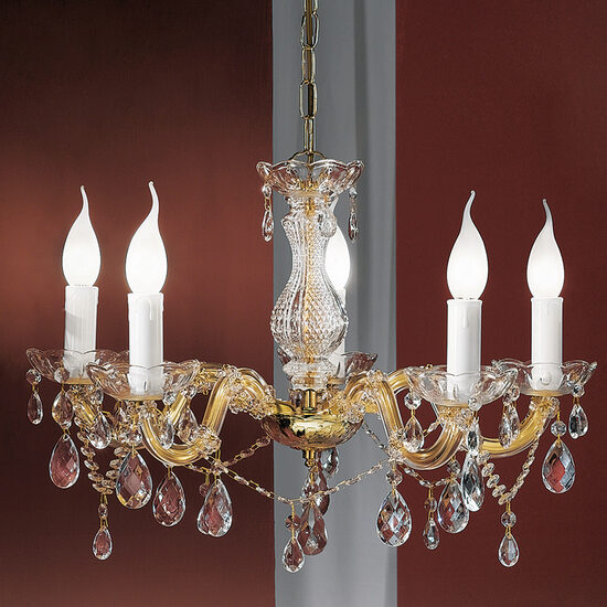 Candelabru clasic auriu semicristale 5xE14/40W, Marie Claire LU 2243/5 Gold Orion