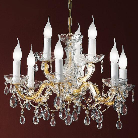 Candelabru clasic auriu semicristale 9xE14/40W, Marie Claire LU 2243/6+3 Gold Orion