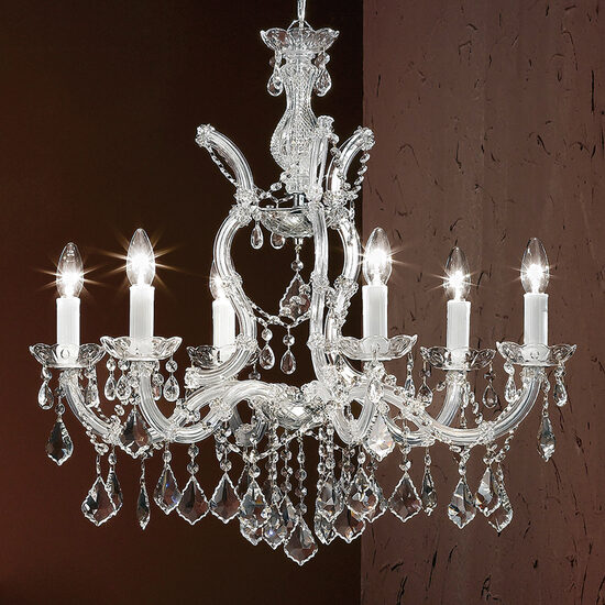 Candelabru clasic argintiu semicristale 6xE14/4W, Theresa LU 2391/6 MT-Silber Orion