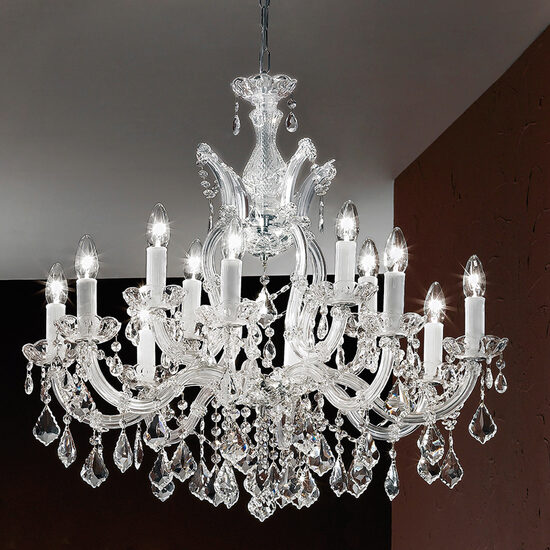 Candelabru clasic argintiu semicristale 12xE14/40W, Theresa LU 2391/8+4 MT-Silber Orion