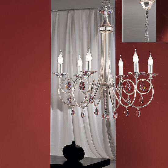 Candelabru modern cristal argintiu 6xE14/40W, Giada LU 1670/6 Silber-matt Orion