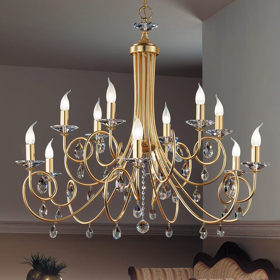 Candelabru modern cristal auriu 12xE14/40W, Giada LU 1670/6+6 Gold-matt Orion