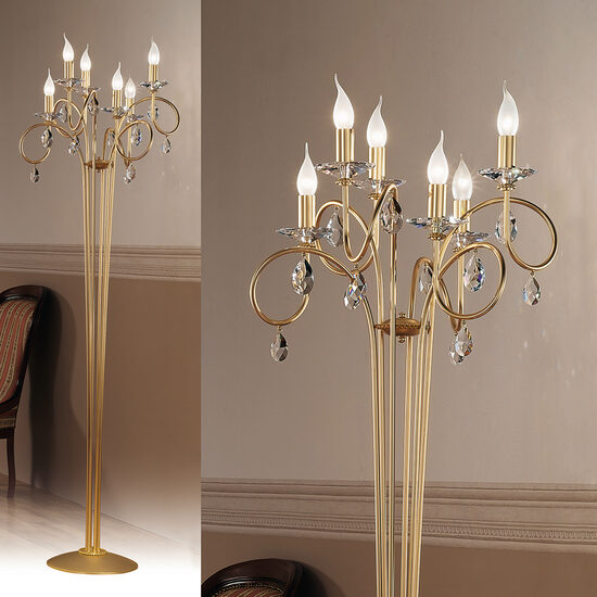 Lampadar modern cristal auriu 6xE14/40W, Giada STL12-1094/6 Gold-matt Orion