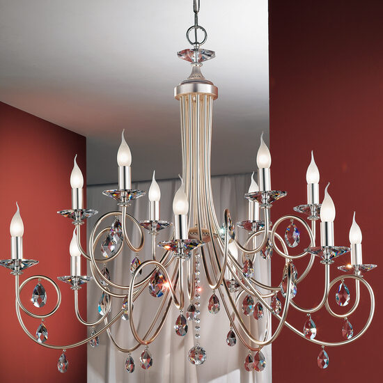 Candelabru modern cristal argintiu 12xE14/40W, Giada LU 1670/6+6 Silber-matt Orion