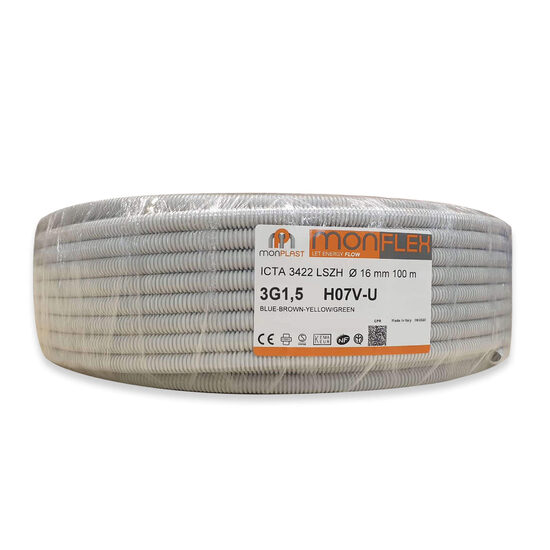 Tub flexibil precablat ignifug 3x1.5mmp (Fy), Monplast ICTA16 