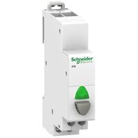 iPB buton gri, 1NO, indicator luminos verde, 12-48V c.a., Schneider Electric ACTI9 A9E18038