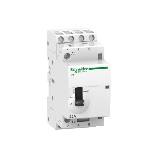 Contactor iCT, comanda manuala, 25A, 4NO, 24V, 50Hz, Schneider Electric ACTI9 A9C21134