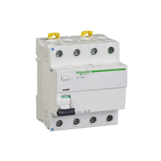 Siguranta diferentiala | Protectie diferentiala iID, 4P, 40A, 100mA, tip A, Schneider Electric ACTI9 A9R22440