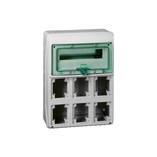 Cofret pentru prize electrice IP65, 13 module, 6 deschideri, Schneider Electric KAEDRA 13181