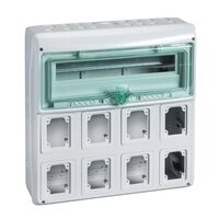 Cofret pentru prize electrice IP65, 19 module, 8 deschideri, Schneider Electric KAEDRA 13182