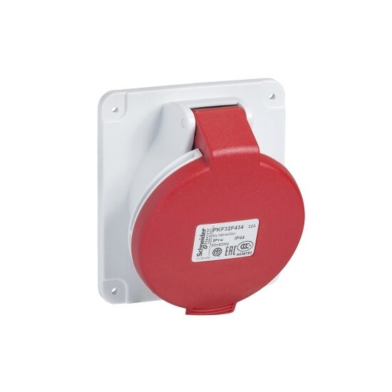 Priza inclinata cu montaj in cofret 32A, 380V, IP44, 5 Poli, Schneider Electric PRATIKA PKF32F435