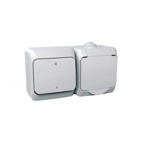Priza simpla cu impamantare (schuko) și intrerupator bipolar, alba, Schneider Electric CEDAR WDE000502