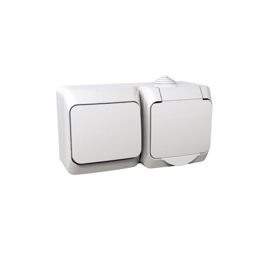 Priza simpla cu impamantare (schuko) și intrerupator cap scara, alba, Schneider Electric CEDAR WDE000504