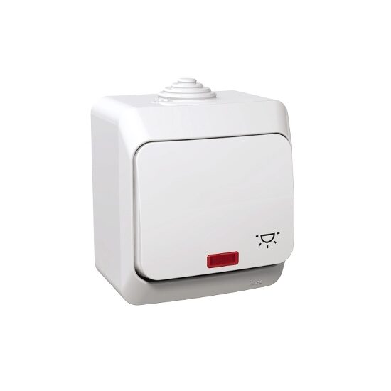 Intrerupator revenire cu indicator luminos si simbol lumina, alb, Schneider Electric CEDAR WDE000516
