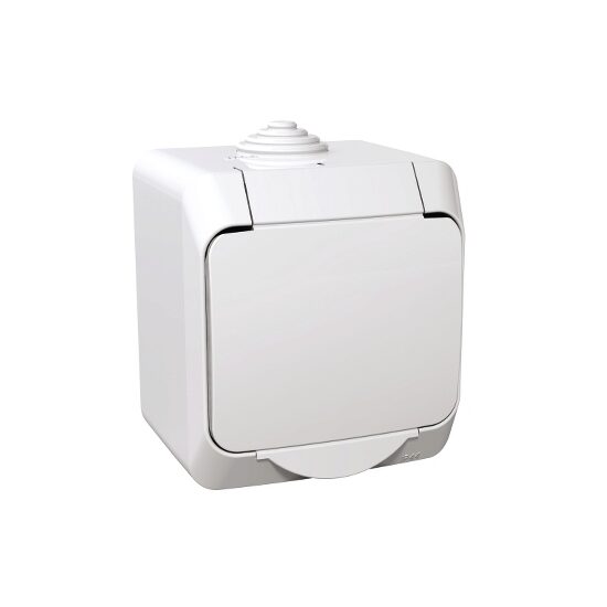 Priza simpla cu impamantare și obturatoare, alba, Schneider Electric CEDAR WDE000541