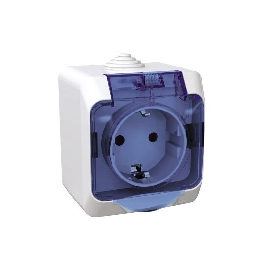 Priza simpla cu impamantare și obturatoare, capac transparent, alba, Schneider Electric CEDAR WDE000543
