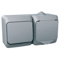 Priza simpla cu impamantare (schuko) și intrerupator cap scara, gri, Schneider Electric CEDAR WDE000604