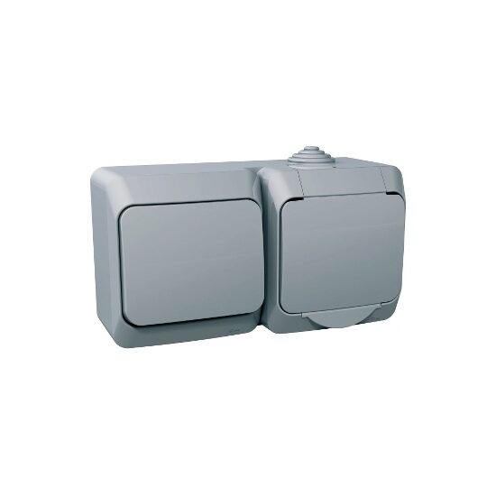 Priza simpla cu impamantare (schuko) și intrerupator cap scara, gri, Schneider Electric CEDAR WDE000604