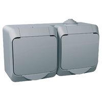 Priza dubla cu impamantare și obturatoare, gri, Schneider Electric CEDAR WDE000623