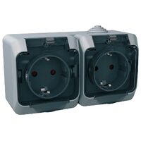 Priza dubla cu impamantare si obturatoare, capac transparent, 16A, gri, Schneider Electric CEDAR WDE000625
