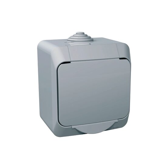 Priza simpla cu impamantare și obturatoare, gri, Schneider Electric CEDAR WDE000641