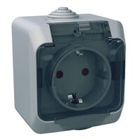 Priza simpla cu impamantare și obturatoare, capac transparent, gri, Schneider Electric CEDAR WDE000643