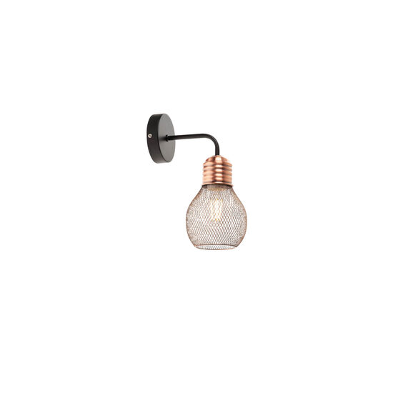 Aplica moderna neagra detalii cupru antichizat, Edison 01-1575 Smarter
