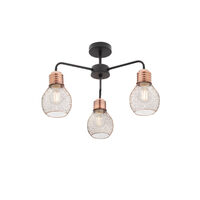 Plafoniera moderna neagra detalii cupru antichizat, Edison 01-1576 Smarter