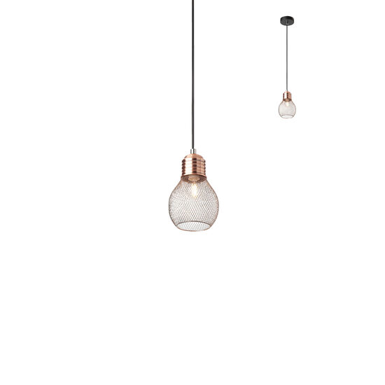Lustra moderna neagra detalii cupru antichizat, Edison 01-1578 Smarter