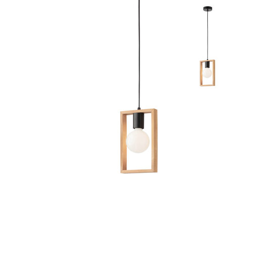Lustra moderna negru mat si lemn natur fag, Timber 01-1664 Smarter