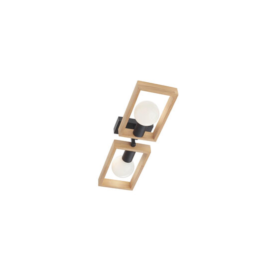 Plafoniera moderna negru mat si lemn natur fag, Timber 01-1968 Smarter