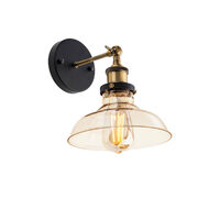 Aplica moderna neagra detalii bronz antichizat abajur ambra, Saville 01-1026 Smarter