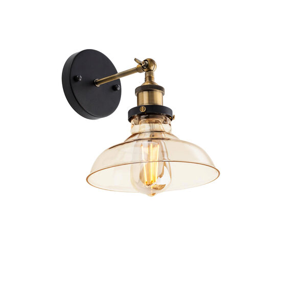 Aplica moderna neagra detalii bronz antichizat abajur ambra, Saville 01-1026 Smarter