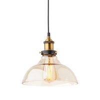 Lustra moderna neagra detalii bronz antichizat abajur ambra, Saville 01-1002 Smarter