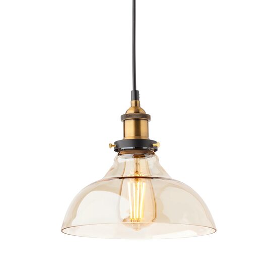 Lustra moderna neagra detalii bronz antichizat abajur ambra, Saville 01-1002 Smarter