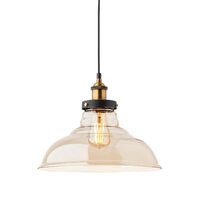 Lustra moderna neagra detalii bronz antichizat abajur ambra, Saville 01-1003 Smarter