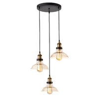 Lustra moderna neagra detalii bronz antichizat abajur ambra, Saville 01-1004 Smarter