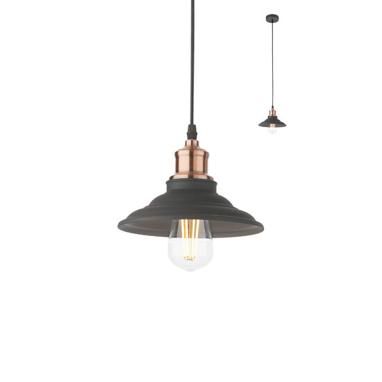 Lustra moderna Spinner negru mat detalii cupru, 01-1292 Smarter