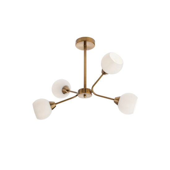 Plafoniera moderna bronz antichizat abajururi sticla opal, Pluri 02-975 Smarter
