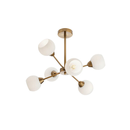 Plafoniera moderna bronz antichizat abajururi sticla opal, Pluri 02-976 Smarter