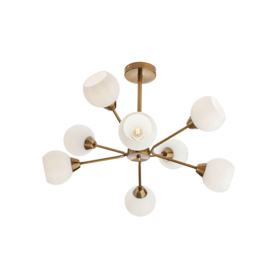 Plafoniera moderna bronz antichizat abajururi sticla opal, Pluri 02-977 Smarter