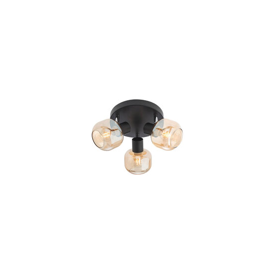Plafoniera moderna negru mat abajur ambra, Amber 04-485 Smarter