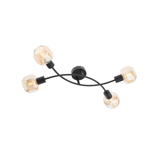 Plafoniera moderna negru mat abajur ambra, Amber 04-486 Smarter