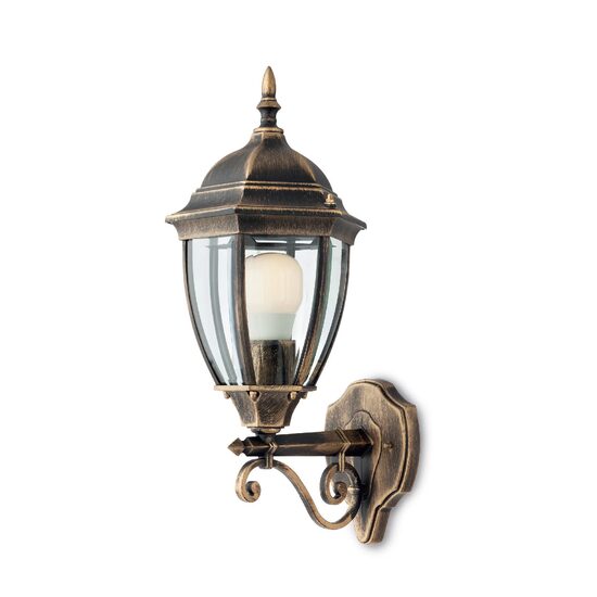 Aplica exterior IP44 negru antichizat auriu sticla fatetata, Sevilla 9604 Smarter